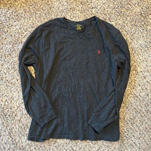 Men’s large Charcoal Polo By Ralph Lauren v neck shirt